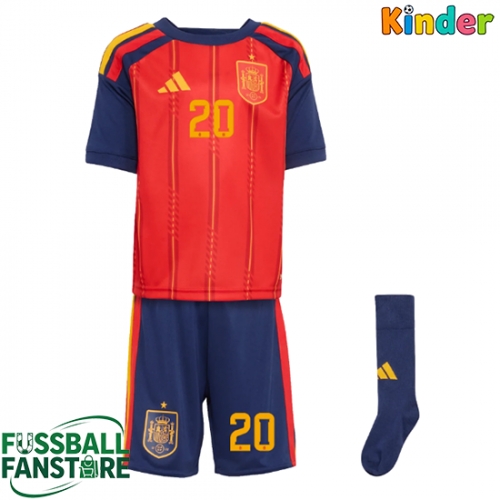 Spanien Pedri Gonzalez #20 Replik Heimtrikot Kinder WM 2026 Kurzarm (+ Kurze Hosen)